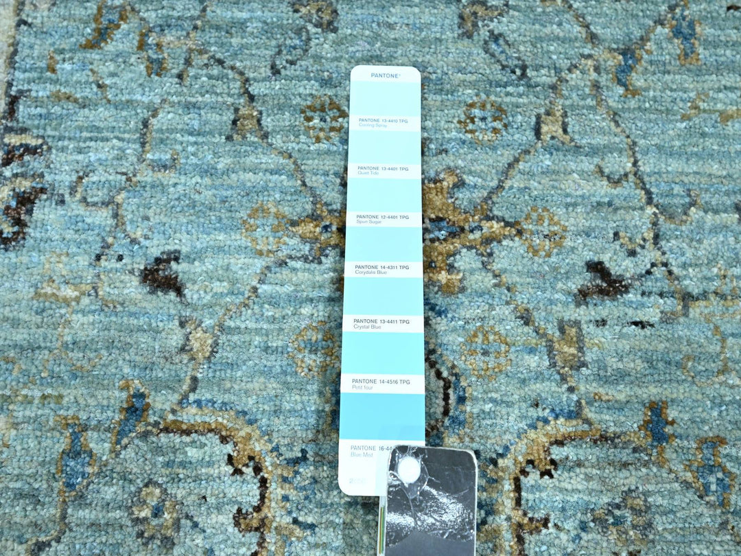 2'7" x 21'11" New Hand Knotted Blue Wool Runner Oriental Rug - MOA10276114
