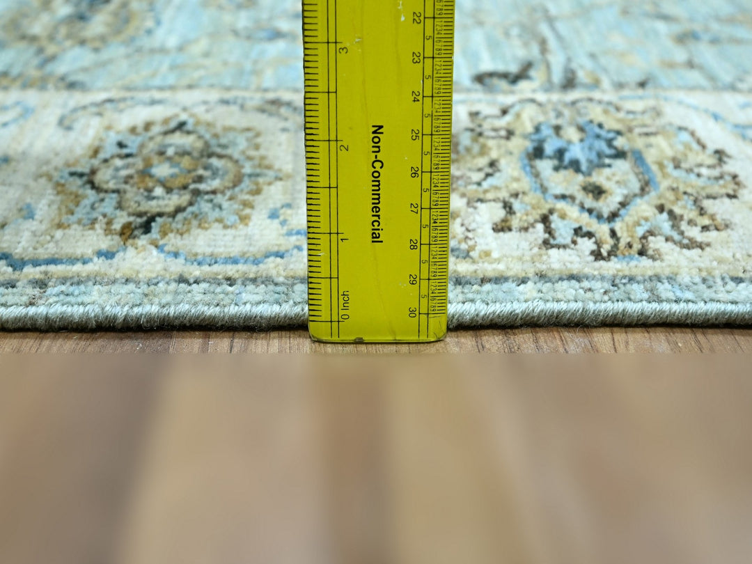 2'7" x 21'11" New Hand Knotted Blue Wool Runner Oriental Rug - MOA10276114