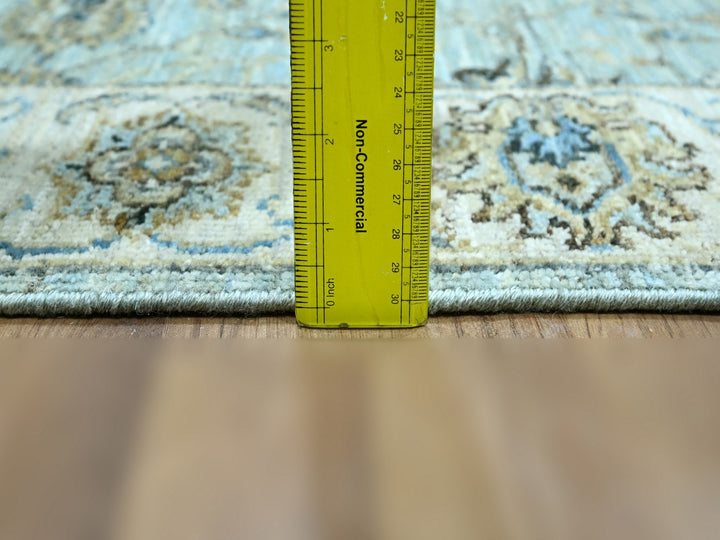 2'7" x 21'11" New Hand Knotted Blue Wool Runner Oriental Rug - MOA10276114
