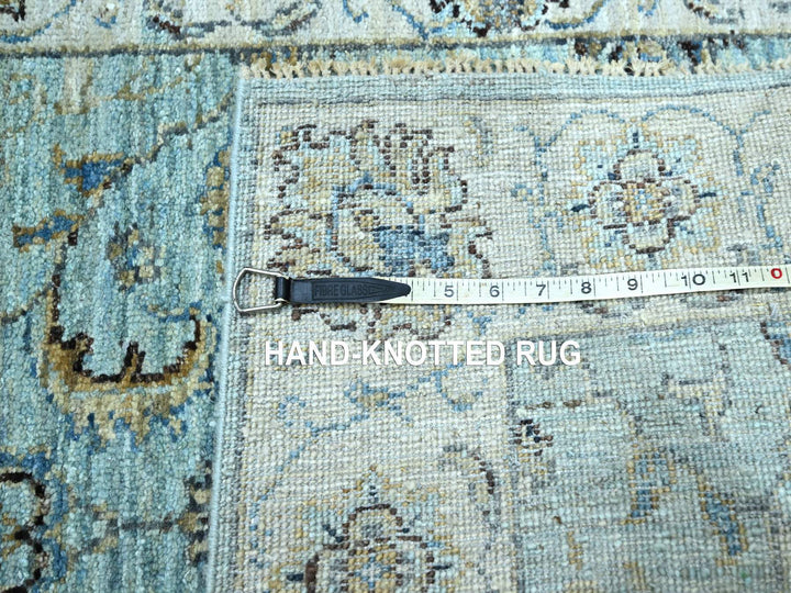 2'7" x 21'11" New Hand Knotted Blue Wool Runner Oriental Rug - MOA10276114