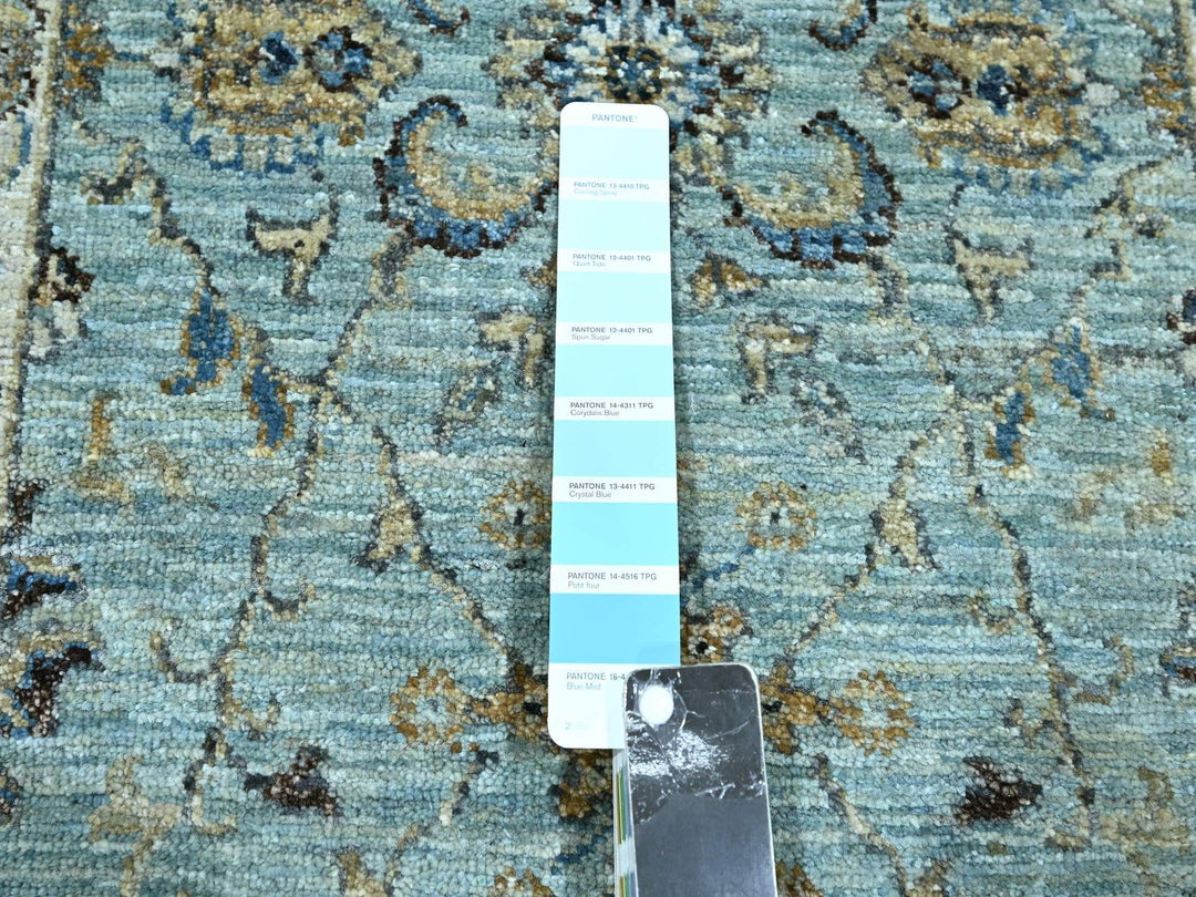 2'6" x 15'9" New Hand Knotted Blue Wool Runner Oriental Rug - MOA10276115