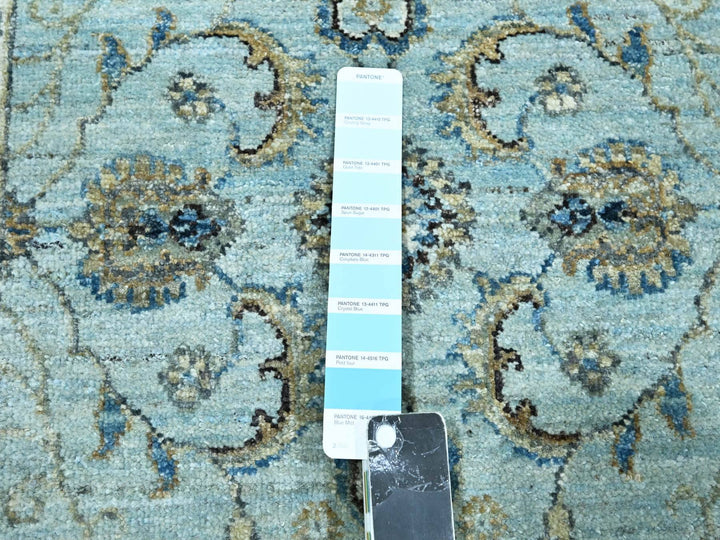 2'7" x 13'11" New Hand Knotted Blue Wool Runner Oriental Rug - MOA10276116