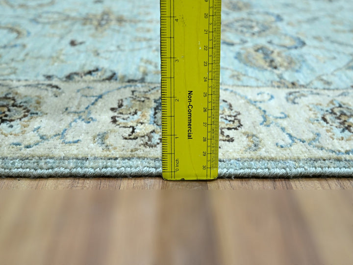 2'7" x 13'11" New Hand Knotted Blue Wool Runner Oriental Rug - MOA10276116