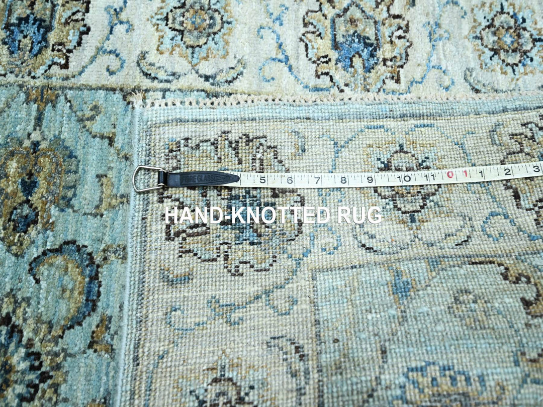 2'7" x 13'11" New Hand Knotted Blue Wool Runner Oriental Rug - MOA10276116