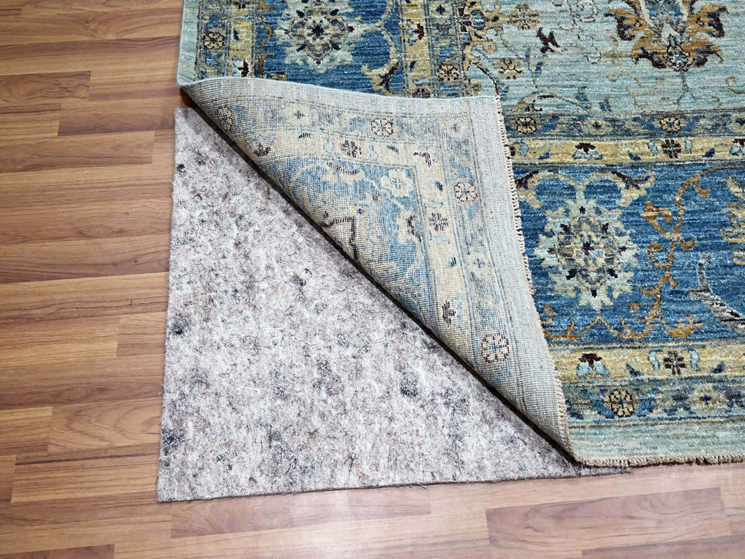 9'10" x 13'9" New Hand Knotted Blue Wool Rectangle Oriental Rug - MOA10276122