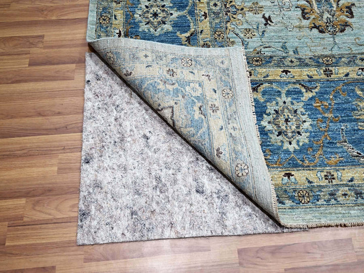 9'10" x 13'9" New Hand Knotted Blue Wool Rectangle Oriental Rug - MOA10276122