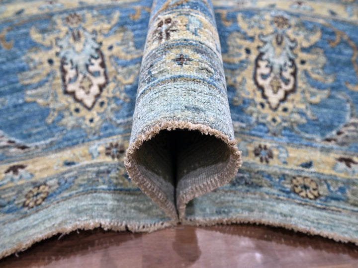 9'10" x 13'9" New Hand Knotted Blue Wool Rectangle Oriental Rug - MOA10276122