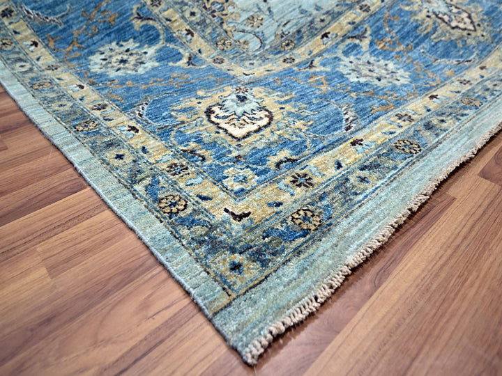 9'10" x 13'9" New Hand Knotted Blue Wool Rectangle Oriental Rug - MOA10276122