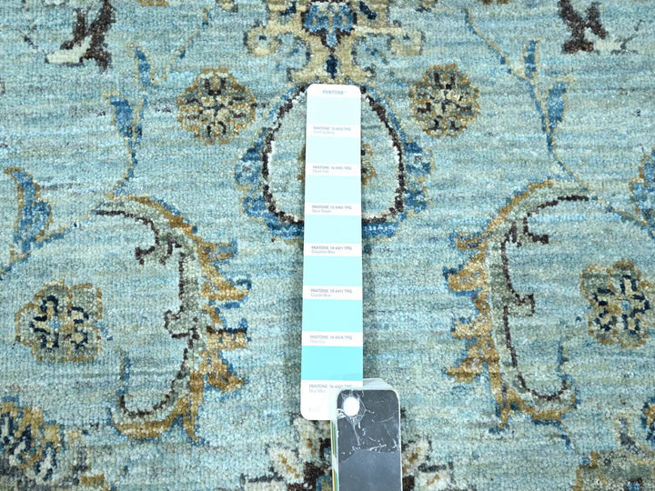 9'10" x 13'9" New Hand Knotted Blue Wool Rectangle Oriental Rug - MOA10276122