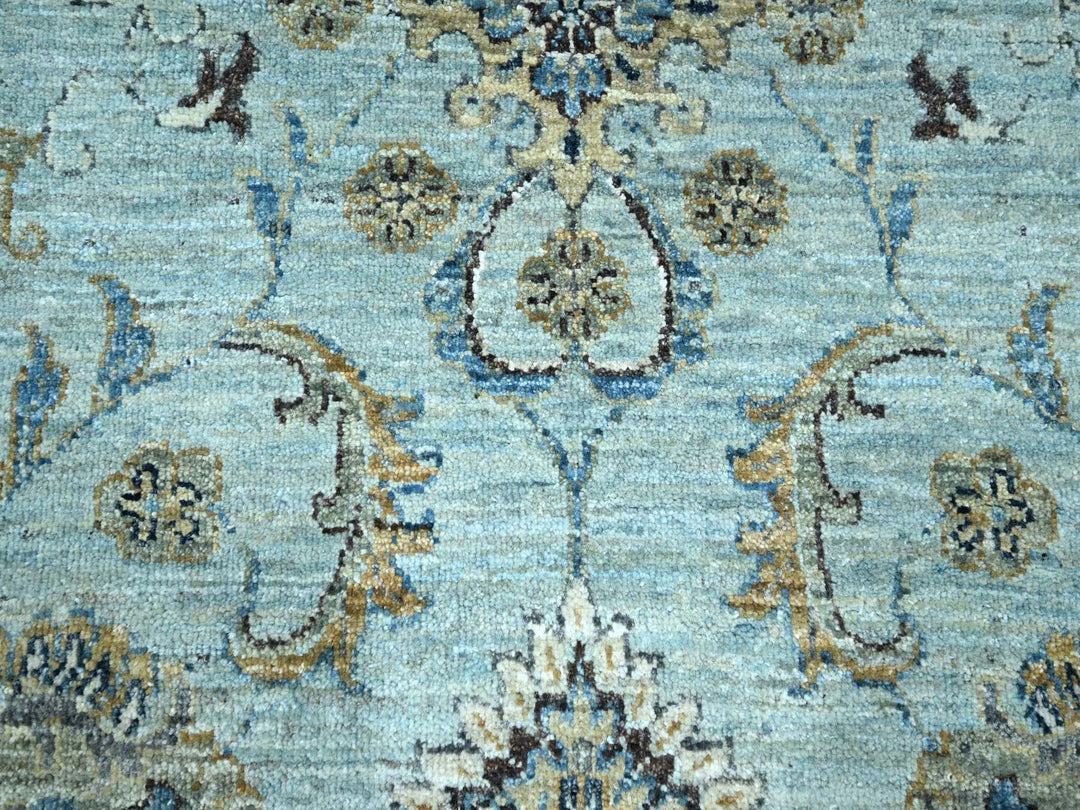 9'10" x 13'9" New Hand Knotted Blue Wool Rectangle Oriental Rug - MOA10276122