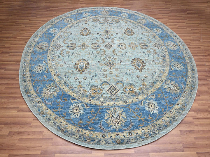 9'11" x 10'0" New Hand Knotted Blue Wool Round Oriental Rug - MOA10276123