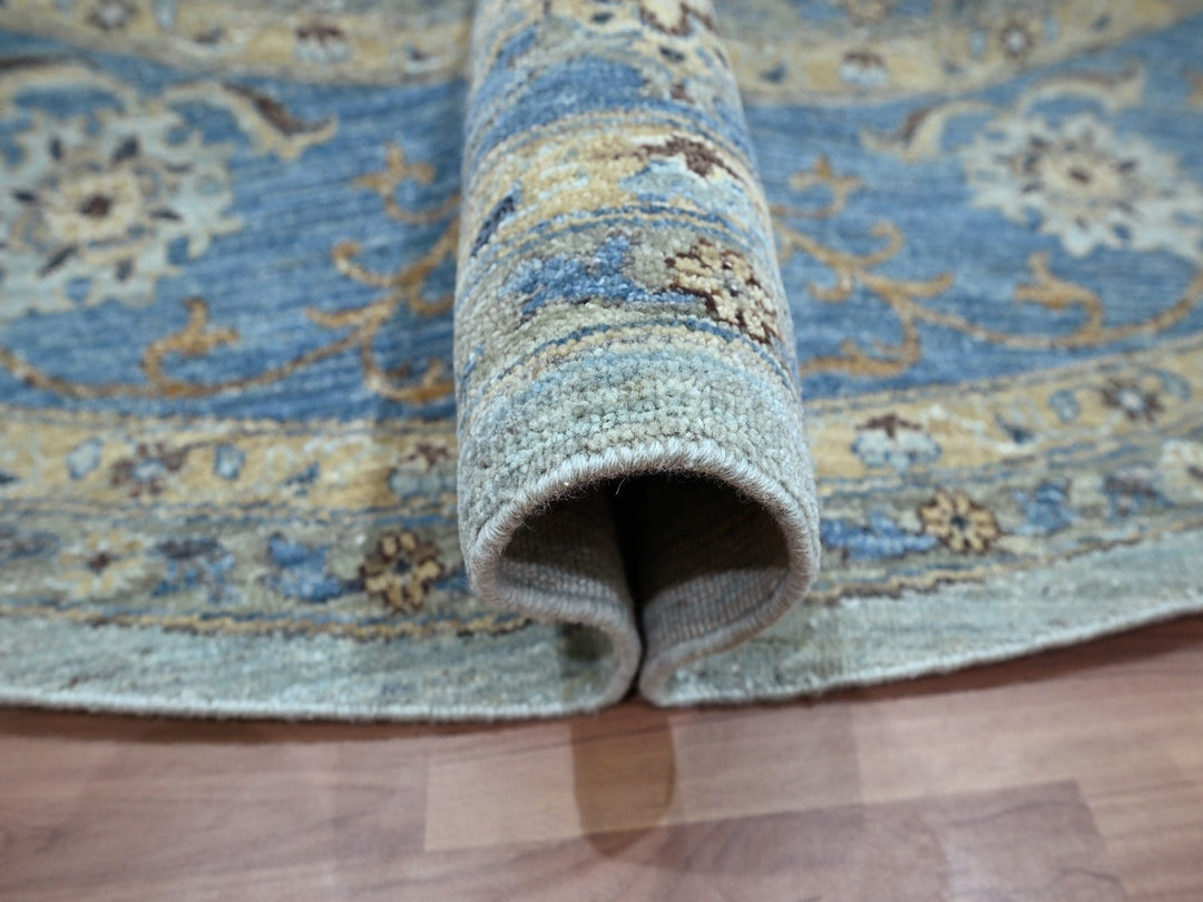 9'11" x 10'0" New Hand Knotted Blue Wool Round Oriental Rug - MOA10276123