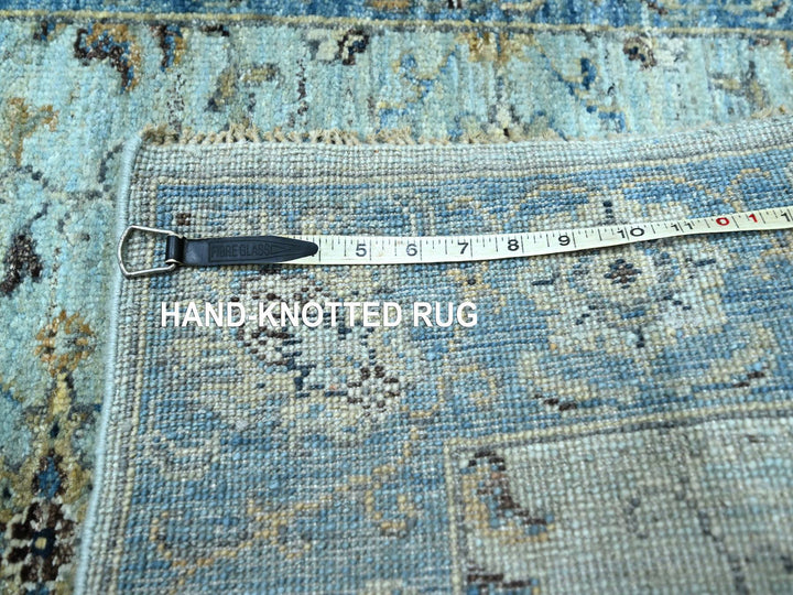 2'9" x 29'10" New Hand Knotted Blue Wool Runner Oriental Rug - MOA10276124