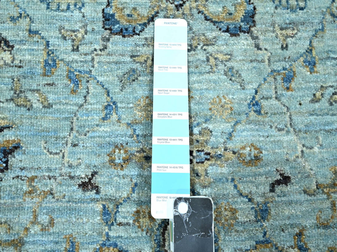2'7" x 25'9" New Hand Knotted Blue Wool Runner Oriental Rug - MOA10276125