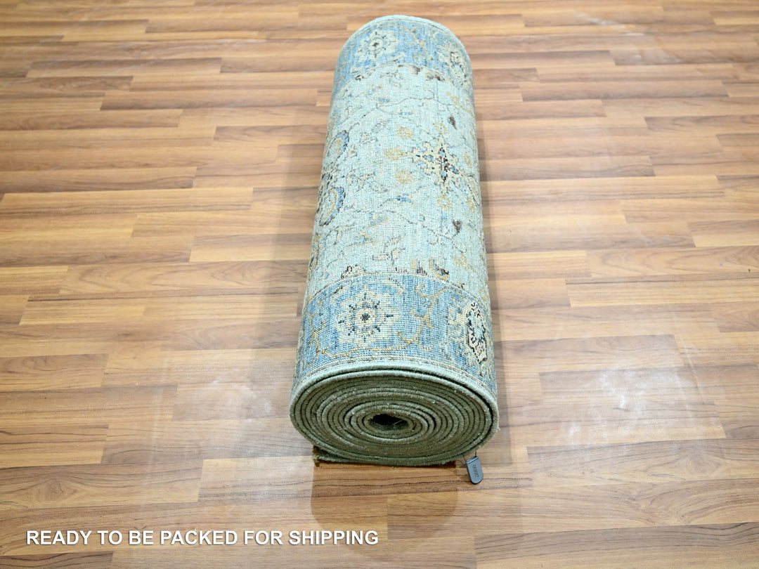 2'7" x 25'9" New Hand Knotted Blue Wool Runner Oriental Rug - MOA10276125