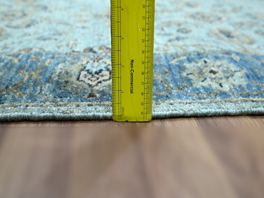 2'7" x 25'9" New Hand Knotted Blue Wool Runner Oriental Rug - MOA10276125