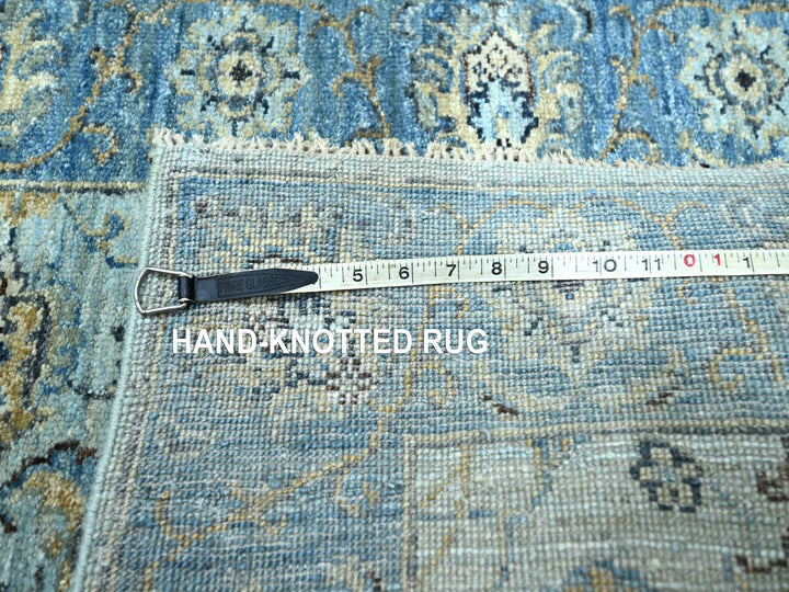 2'7" x 25'9" New Hand Knotted Blue Wool Runner Oriental Rug - MOA10276125