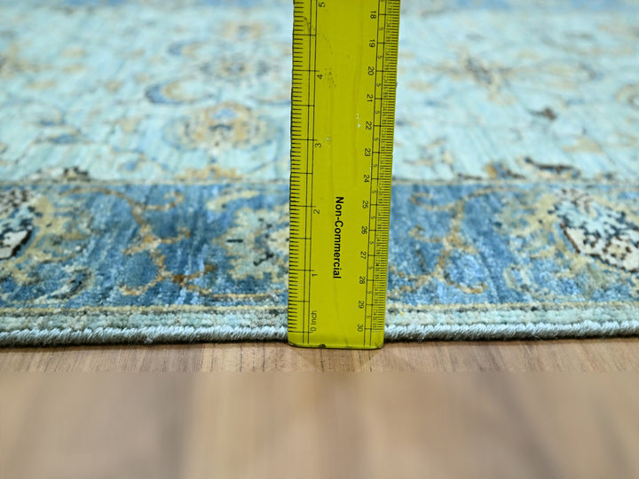 2'8" x 24'1" New Hand Knotted Blue Wool Runner Oriental Rug - MOA10276126