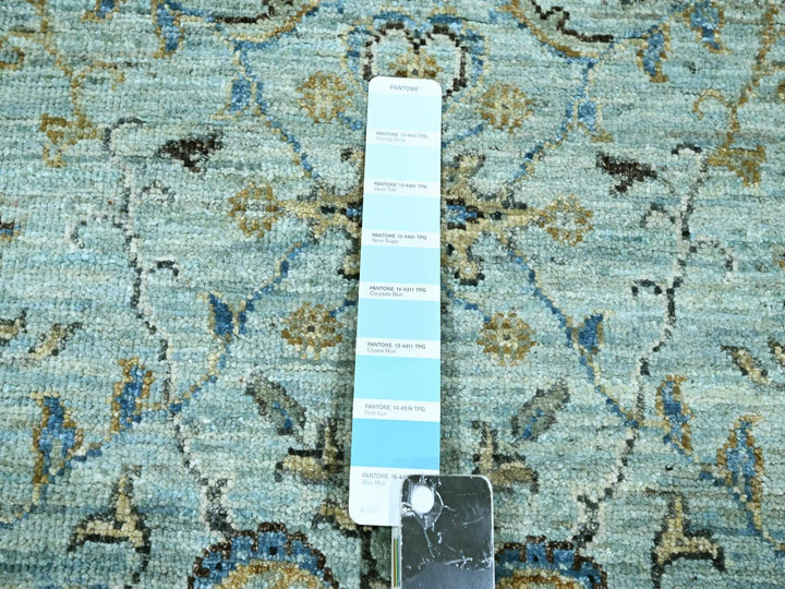 2'9" x 22'0" New Hand Knotted Blue Wool Runner Oriental Rug - MOA10276127