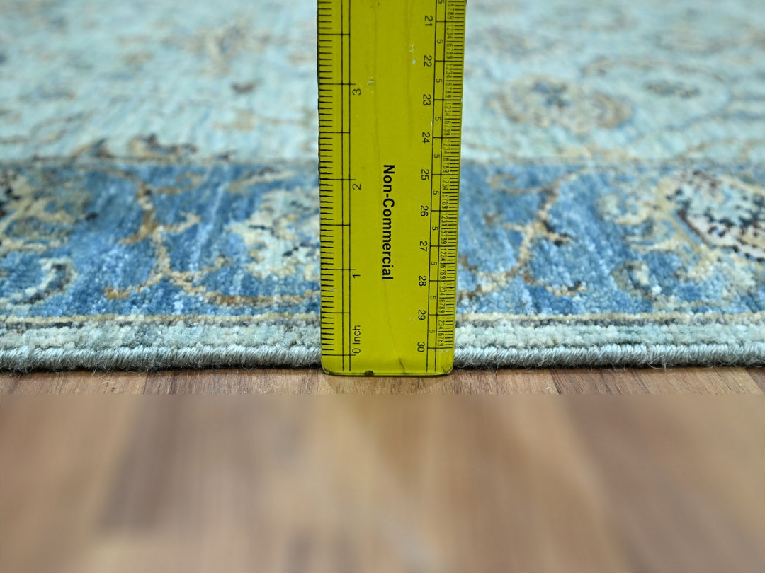 2'9" x 27'0" New Hand Knotted Blue Wool Runner Oriental Rug - MOA10276127
