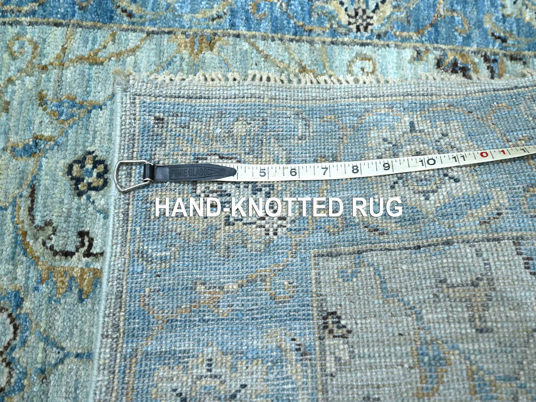 2'9" x 27'0" New Hand Knotted Blue Wool Runner Oriental Rug - MOA10276127