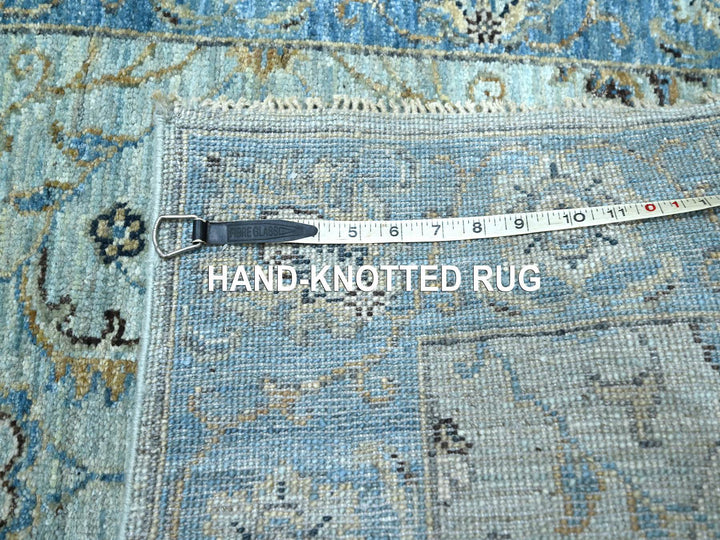 2'9" x 22'0" New Hand Knotted Blue Wool Runner Oriental Rug - MOA10276127