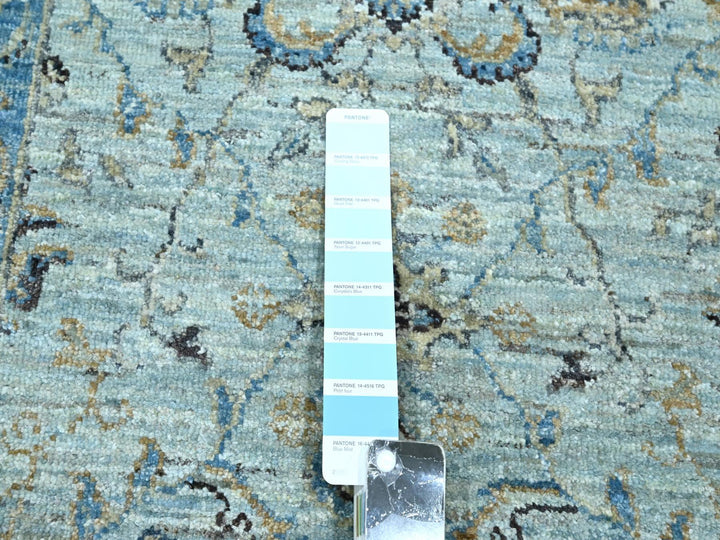 2'8" x 16'1" New Hand Knotted Blue Wool Runner Oriental Rug - MOA10276128
