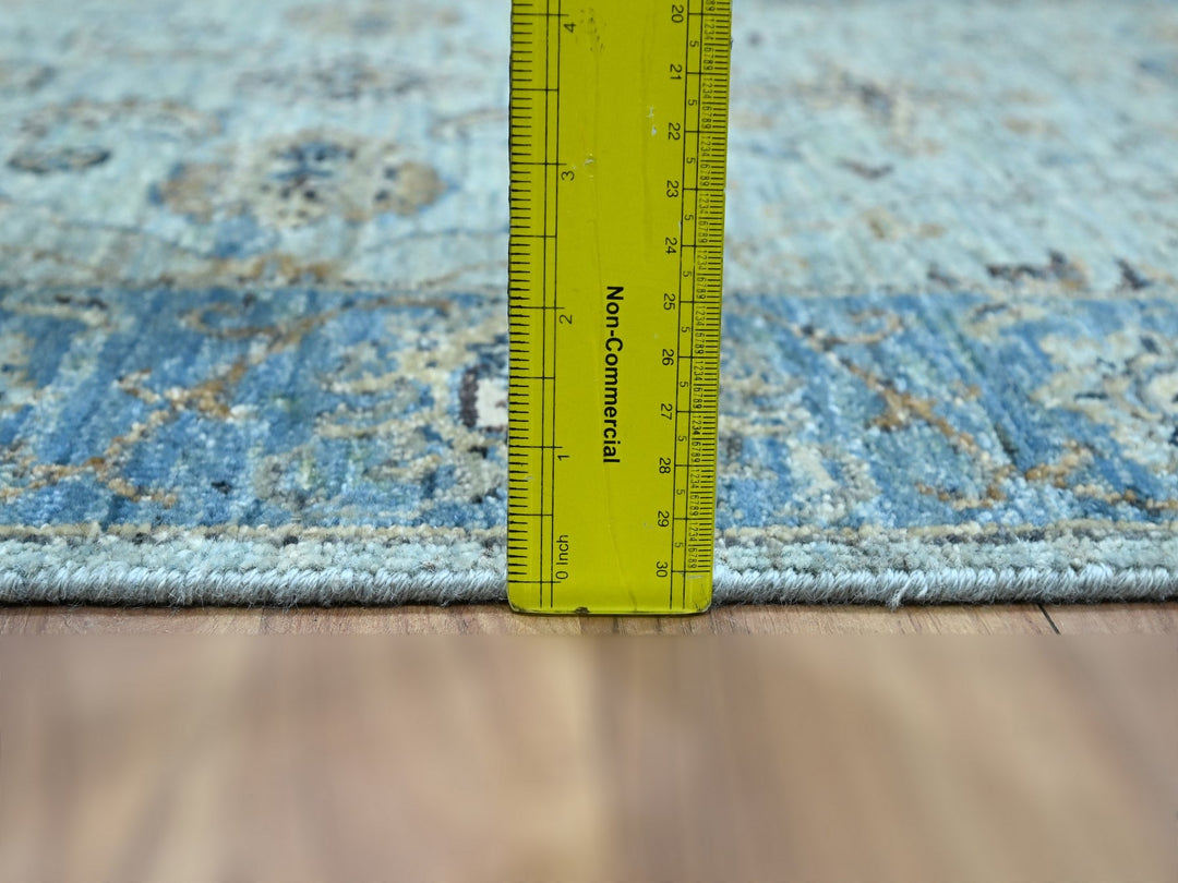 2'8" x 16'1" New Hand Knotted Blue Wool Runner Oriental Rug - MOA10276128