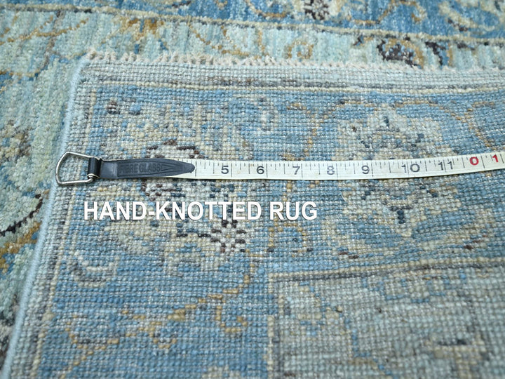 2'8" x 16'1" New Hand Knotted Blue Wool Runner Oriental Rug - MOA10276128