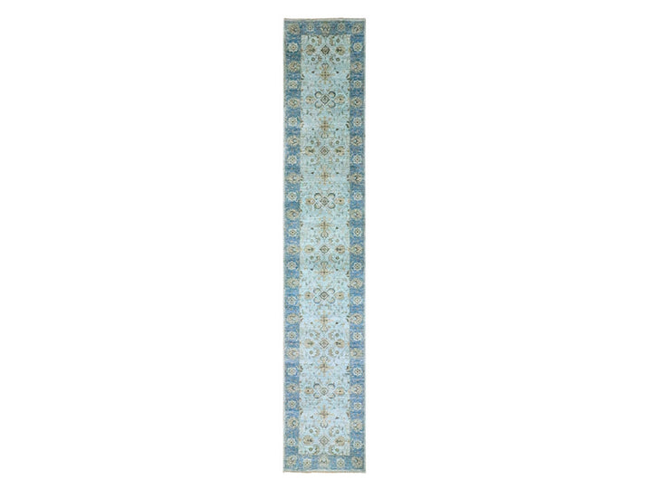 2'6" x 14'0" New Hand Knotted Blue Wool Runner Oriental Rug - MOA10276129