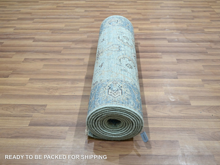 2'6" x 14'0" New Hand Knotted Blue Wool Runner Oriental Rug - MOA10276129