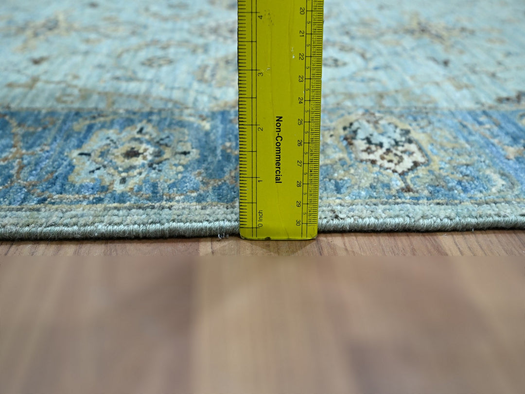 2'6" x 14'0" New Hand Knotted Blue Wool Runner Oriental Rug - MOA10276129