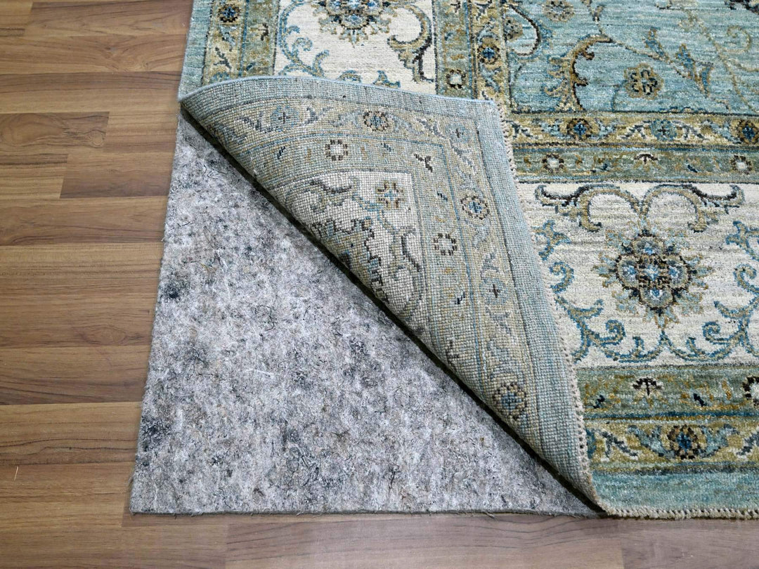 9'1" x 11'11" New Hand Knotted Blue Wool Rectangle Oriental Rug - MOA10276132