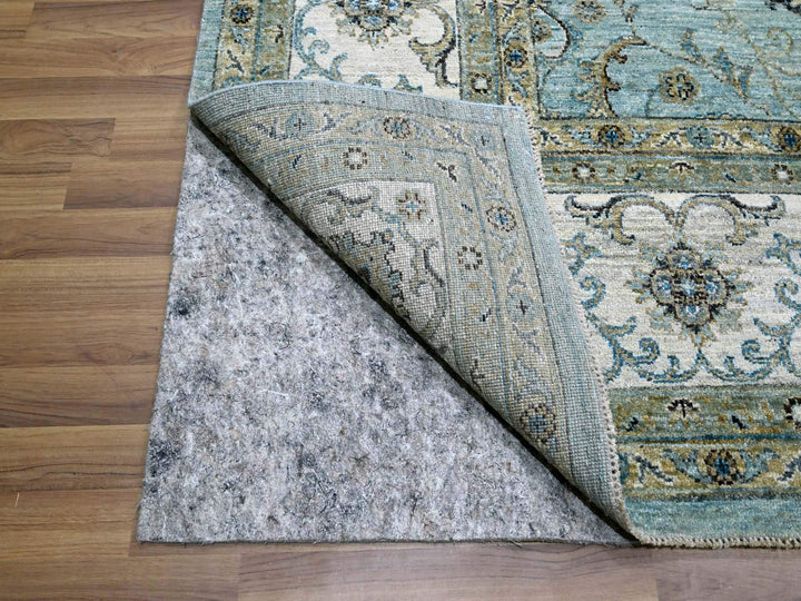 9'1" x 11'11" New Hand Knotted Blue Wool Rectangle Oriental Rug - MOA10276132