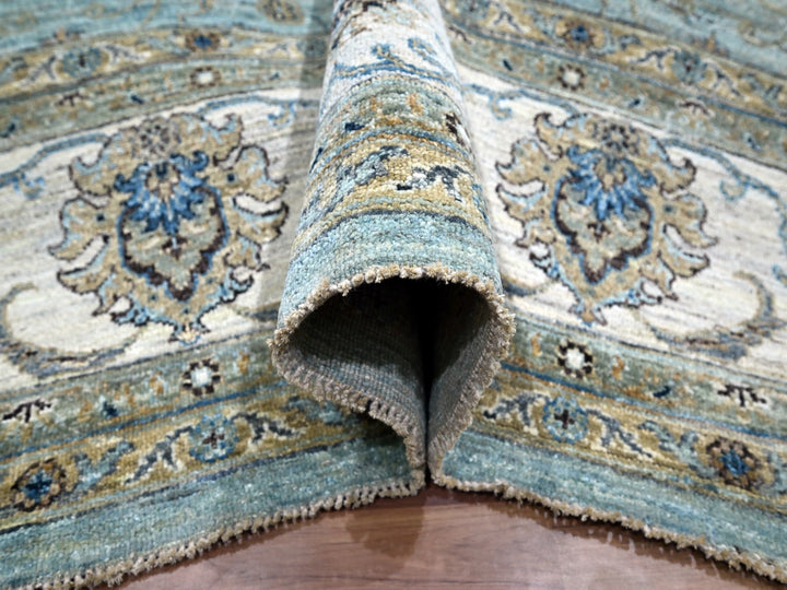 9'1" x 11'11" New Hand Knotted Blue Wool Rectangle Oriental Rug - MOA10276132