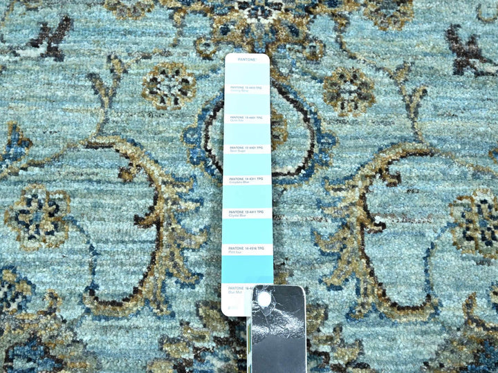 9'1" x 11'11" New Hand Knotted Blue Wool Rectangle Oriental Rug - MOA10276132