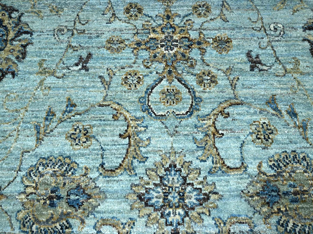 9'1" x 11'11" New Hand Knotted Blue Wool Rectangle Oriental Rug - MOA10276132