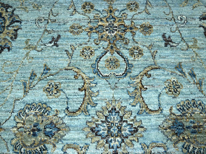 9'1" x 11'11" New Hand Knotted Blue Wool Rectangle Oriental Rug - MOA10276132