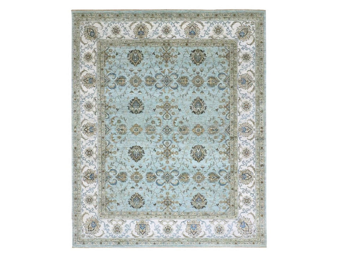 8'1" x 9'10" New Hand Knotted Blue Wool Rectangle Oriental Rug - MOA10276133