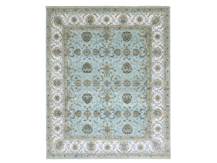 8'1" x 9'10" New Hand Knotted Blue Wool Rectangle Oriental Rug - MOA10276133