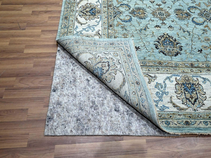 8'1" x 9'10" New Hand Knotted Blue Wool Rectangle Oriental Rug - MOA10276133