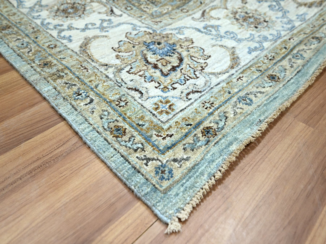 8'1" x 9'10" New Hand Knotted Blue Wool Rectangle Oriental Rug - MOA10276133