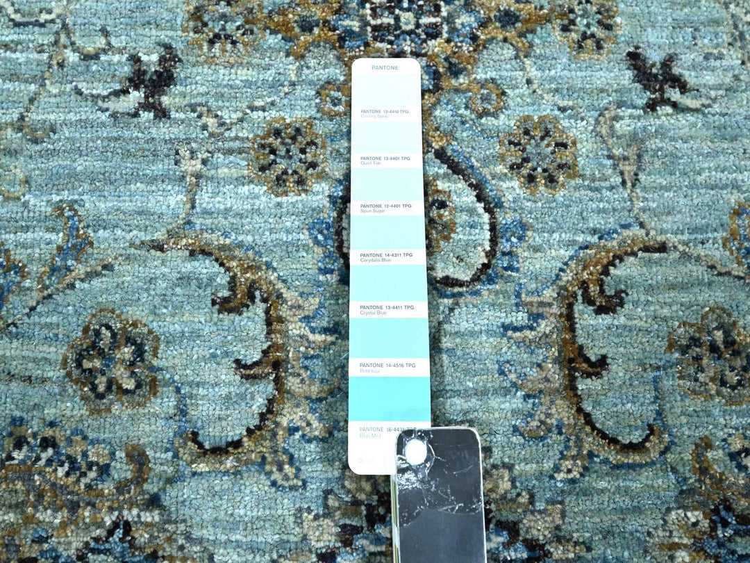 8'1" x 9'10" New Hand Knotted Blue Wool Rectangle Oriental Rug - MOA10276133