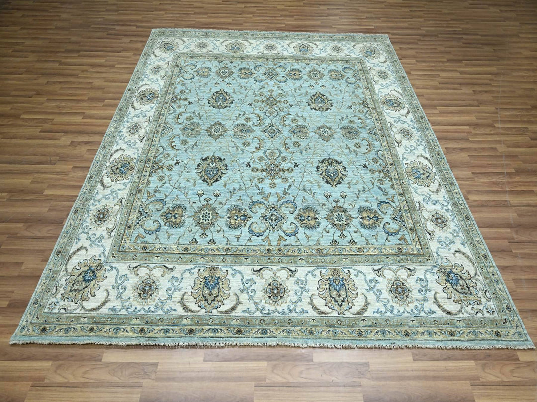 8'0" x 8'1" New Hand Knotted Blue Wool Square Oriental Rug - MOA10276134