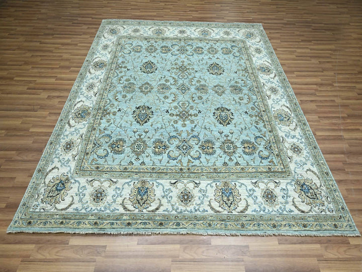 8'0" x 8'1" New Hand Knotted Blue Wool Square Oriental Rug - MOA10276134