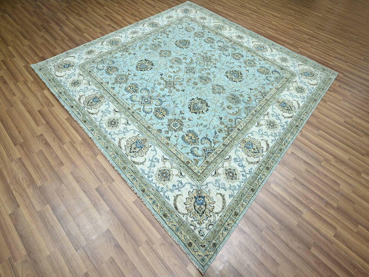 8'0" x 8'1" New Hand Knotted Blue Wool Square Oriental Rug - MOA10276134