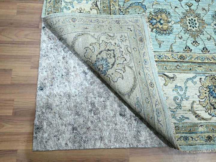 8'0" x 8'1" New Hand Knotted Blue Wool Square Oriental Rug - MOA10276134