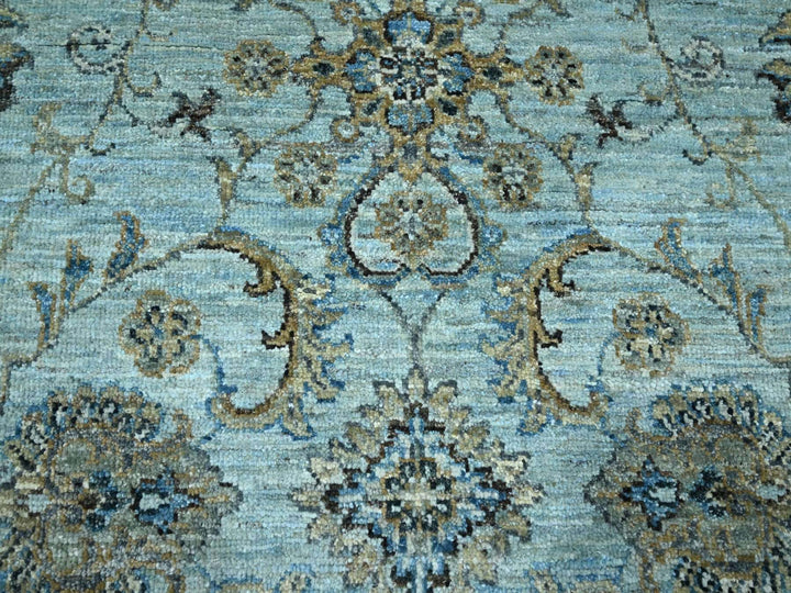 8'0" x 8'1" New Hand Knotted Blue Wool Square Oriental Rug - MOA10276134
