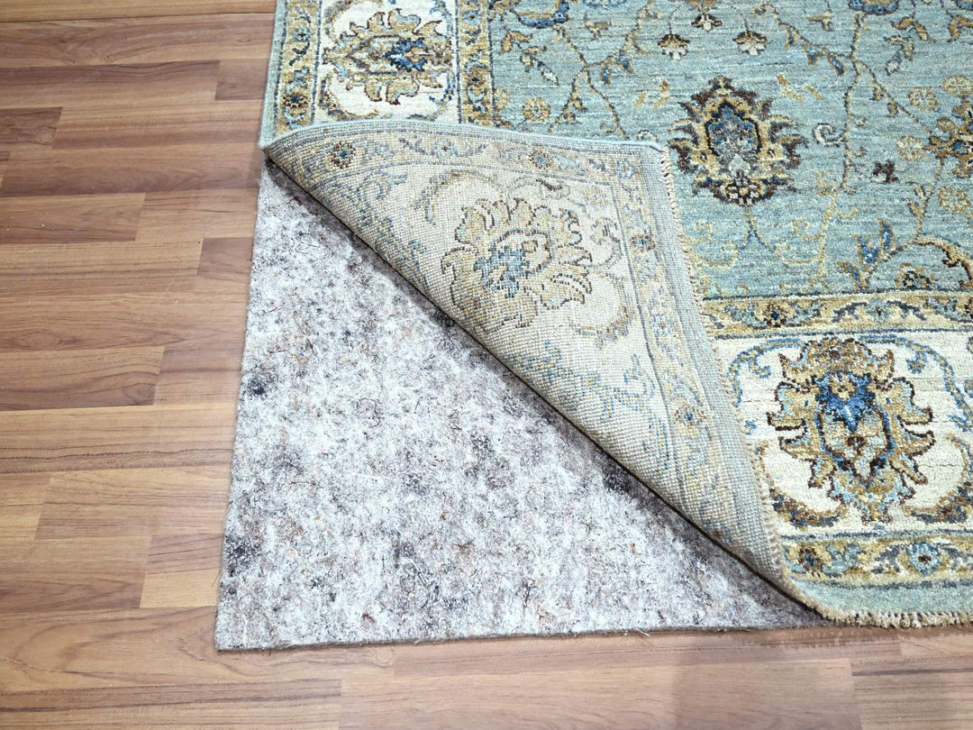 5'11" x 9'1" New Hand Knotted Blue Wool Rectangle Oriental Rug - MOA10276137