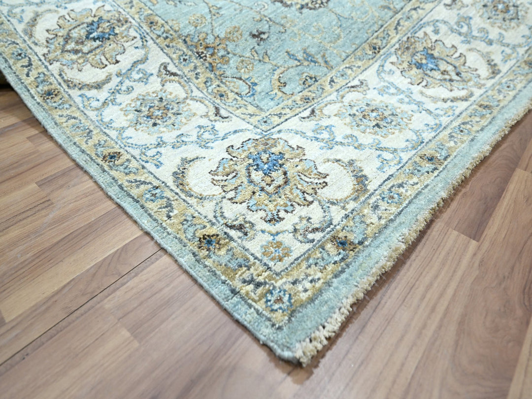 5'11" x 9'1" New Hand Knotted Blue Wool Rectangle Oriental Rug - MOA10276137
